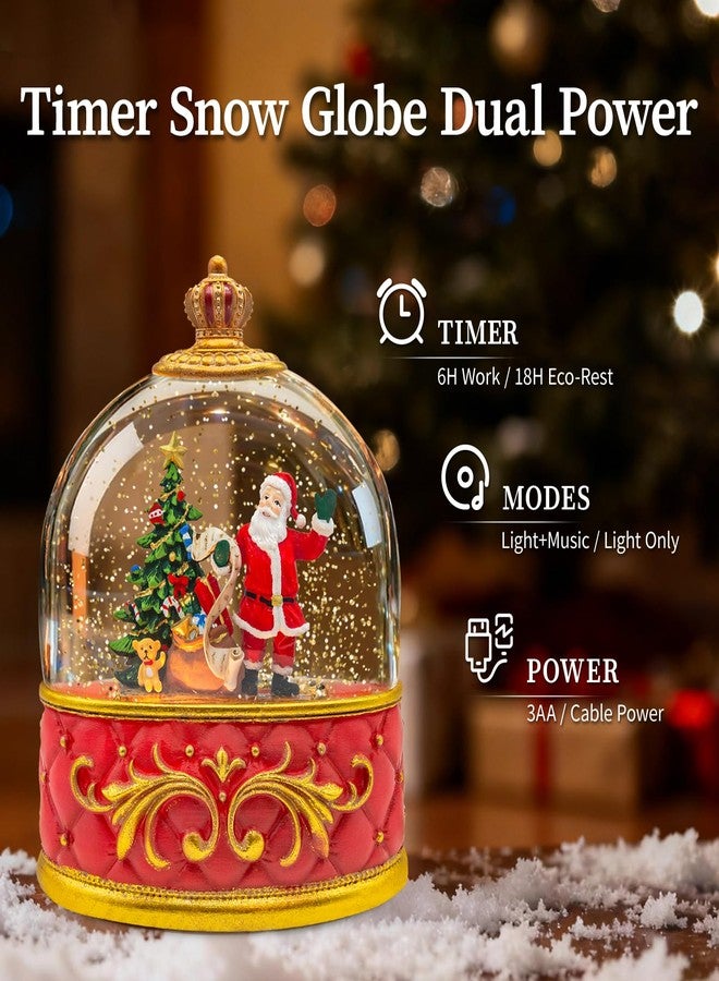 كرة ثلجية موسيقية على شكل بابا نويل - كرات ثلجية بلاستيكية مضيئة لعيد الميلاد مزودة بأضواء LED وبريق متلألئ، مزينة بشخصية بابا نويل مرسومة يدويًا تعزف 8 أغاني احتفالية، هدية للكبار والصغار - Image 5